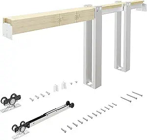 24"-30"x 80" Pocket Door Frame Kit with 98LBS Soft Close Mechanism,Aluminum Track Hardware Suitable for Doors Wide 24"-30",2X4 Studs Wall,Smoothly and Quietly Easy to Install