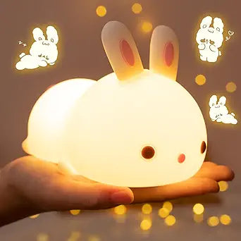Kawaii Bunny Toys for Girls Gifts, 16-Color Silicone Night Light Cute Lamp