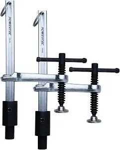 POWERTEC 2PK Welding Clamp with T-Handle 6-1/2" Max Opening, 3-1/4" Throat Depth Fits 5/8" (16mm) Welding Table Holes, Heavy-Duty Workbench Screw Clamp for Welding & Fabrication (72234-P2)