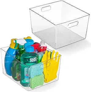 ClearSpace Clear Plastic Storage Bins for Kitchen, Fridge, Pantry, 2 Pack