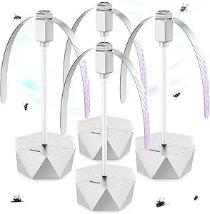 Fly Fans for Tables, Fly Repellent Fan Outdoor Indoor Keep Flies Away, Repellent Fans for Tables with Holographic Blades for Picnic, Party, Restaurant, Kitchen, and BBQ, 4 Pack Silver