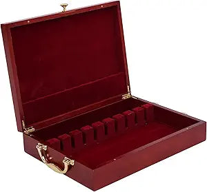 Silverware Storage Box Elegant Flatware Wooden Organizer Case, Tarnish-Proof Felt Lining, Holds 12 Sterling Silver Cutlery Sets