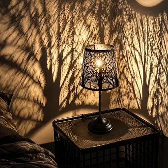Touch Table Lamp, Tree Shadow Projection, 3-Level Dimmable Shadow Lamp