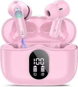 True Wireless Earbuds Bluetooth Headphones HiFi Stereo Ear Buds,Blush Pink