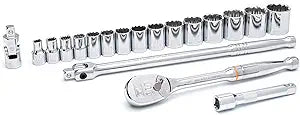 GEARWRENCH 19 Pc. 1/2" Drive 12 Pt. Standard Mechanics Tool Set, SAE - 80792