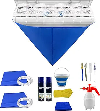 Mini Split Cleaning Kit for Air Conditioner,2 Bottles of air Conditioner Cleaner,2 Air Conditione Waterproof Bag, 4 Wall Mounted Air Conditioner Cleaning Tools,1 Spray Bottle etc.(11PCS)