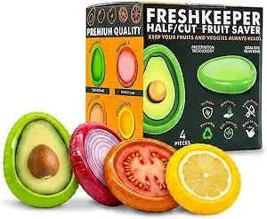 Avocado Saver & Onion Storage Set of 4 BPA-Free Food Containers with Silicone Lids Reusable Fruit and Veggie Savers, Fresh Pods for Food Perfect for Tomato Holder, Garlic, Lemon & More