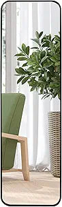 Giftgarden 47x14 Black Full Length Mirror Aluminum Alloy Framed, Sleek Long Full-Body Metal Tall Mirror Wall Mounted or Hang Over The Door for Bedroom Bathroom Closet