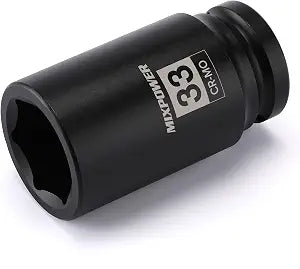MIXPOWER 6-Point 3/4-Inch Drive Deep Impact Socket- 33mm (Metric), CR-MO, 3/4-inch Drive 6 Point Axle Nut Socket for Easy Removal of Axle Shaft Nuts (33mm)