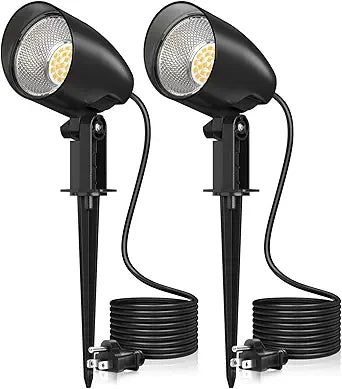 20W Outdoor LED Landscape Lighting Spot Lights Outdoor 1880LM IP66 Waterproof Landscape Lights for Pathway Patio Yard Lawn Decorative 120V US 3-Plug 2 Packs