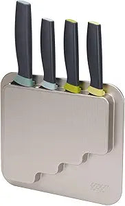 Joseph Joseph DoorStore Knives Elevate Set with Knife Block 3M Adhesive Wall and Cabinet Door Mount, 5-piece Opal
