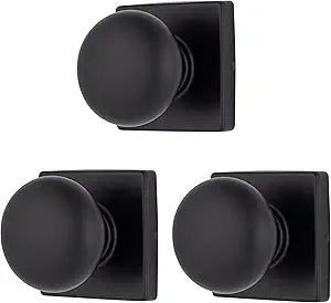 BRINKS Contemporary Non-Locking Interior Ball Door Knob, Matte Black - Designed for Sleek and Modern Homes and Blends Seamlessly with Interior Dcor (E2426-122) (3 Pack)