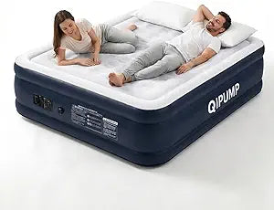 QIPUMP Queen Air Mattress with Built-in Pump, 19" Raised Inflatable Mattress 800 lbs Heavy Duty, Leak-Proof & Self Inflating Blow Up Bed with Storage Bag for Home Guests & Camping