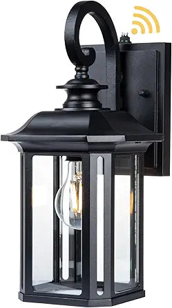 JYZ Dusk to Dawn Outdoor Wall Lighting, 19 Inch Large Exterior Porch Light Fixture, Waterproof Outdoor Wall Mount Lantern, Classic Black Sconce Lamp Outside for House Doorway Garage Patio Yard