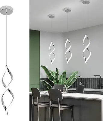 Modern Pendant Lights Kitchen Island,16W Cold White Led Pendant Light Fixtures,Adjustable Led Hanging lamp Island Lights for Kitchen Bedroom Dining Room Sink, 1 Pack (Chrome)