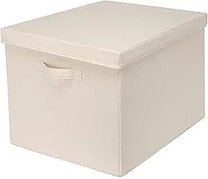 Foldable Storage Bins with Lids Cotton Canvas Rectangular Storage Box Ideal for Organization Lightweight and Durable (XXL)