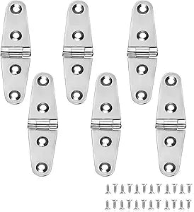 Boat Strap Marine Hinge, 4 x 1 Inch (102mm X 26 mm), Stainless Steel, 316 Grade With Screws (6 PCS)
