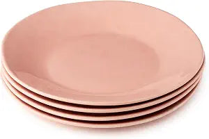 Desert Rose 11" Stoneware Dinner Plates Vibrant Warm Pink Modern Plates with Glossy Finish Elegant Everyday Dinnerware for Salads, Mains, Pasta & Entertaining Set of 4