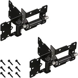 Advantage Industries Stainless-Steel Self-Closing Gate Hinge | Horizontal Adjustable | Heavy-Duty Enclosed Spring | Tight Hinge Tolerance | 2-Side Gate Attachment | Vinyl/PVC Gate (Pair) Black