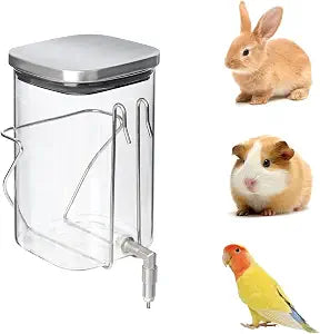 Premium Stainless Steel & Glass Pet Water Bottle - Firing Pin No-Drip Dispenser for Rabbits/Parrots/Rodents | 3 Size Options with Universal Cage Mount (1000ml)
