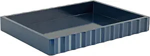 Kate and Laurel Lissi Decorative Rectangle Tray with Wavy Design; 16 x 12; Navy Blue; Modern Scalloped Serving Tray for Coffee Table Ottoman; Dining Table; or Entryway Catch-All Tray