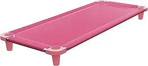 Acrimet Nap Cot for Kids, Portable Toddler Child Bed, Stackable, 52" L (Stainless Steel Tubes) (Pink Breathable Mesh Fabric - Pink Feet) (1 Pack)