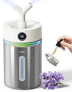 Feekaa Stainless Steel Humidifier, 4L/1Gal Cool Mist Humidifiers for Bedroom, Easy to Clean Dishwasher Safe Humidifier Large Room with Diffuser, Humidifiers for Baby Nursery Living Room Office Plant