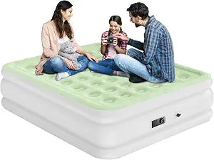 DIMAR GARDEN Queen Size Air Mattress with Built in Pump, Blow Up Mattress Inflatable Air Bed for Home, 18in Bed Height, Light Green