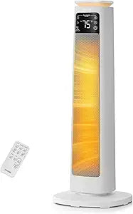 Space Heater for Large Room, FOHERE 24" Electric Heaters for Indoor Use with Thermostat and Remote, 70┬░ Oscillation, 12H Timer, Overheat and Tip-Over Protection, Fan Mode for Home Bedroom Office