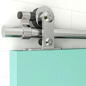 TSMST 5FT Sliding Barn Door Hardware Kit, Top Mount Stainless Steel Heavy Duty Sturdy Barn Door Track for Single Wood Door, Slide Smoothly Quietly (T Style)