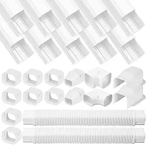 3" W 20Ft L Mini Split Line Set Cover Kit Air Conditioners Decorative PVC Slim Line Cover for Central AC & Heat Pumps Systems Tubing Cover