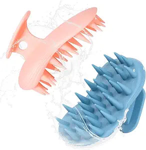 2pcs Shampoo Brush Hair Scalp Massager,100% Silicone Scalp Scrubber,Scalp Exfoliator for Stress Relax Hair Growth(Blue+Orange)