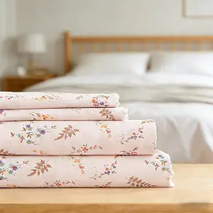 Luxury Soft California King Sheets Set - 4 Piece 16" Extra Deep Pocket Bed Sheets, Breathable Cooling Vintage Floral Pink Bedding Set