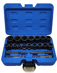 21PCS Twist Lug Nut Socket Set - 3/8 inch Drive Damaged Nut Lock Remover Extractor - Rusted & Strip & Stripped & Stuck Locking Nut Removal Tool Kit