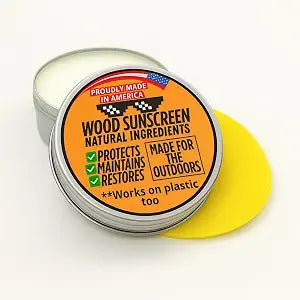 Wood Sunscreen Conditioner & UV Protectant Salve USA Made Wood Outdoor Protector for Patio Furniture, Tables & Decks. Restores, Nourishes & Shields from Sun & Weather Damage. Long Lasting Protection