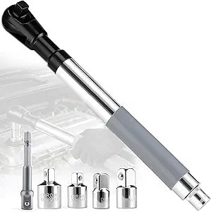ZMCYNG 1/2" Offset Extension Wrench Impact, Impact Rated Ratchet for Electric Drill with 3/8", 1/4" Drive Adapters, 90 Degree Impact Extension Pro Offset Extension Ratchet Wrench for Tight Spaces