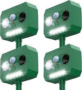 Cat Deterrent Solar Powered 4 Pack - Outdoor Garden & Lawn Protection Device, Weatherproof Design for Effective Cat Activity Reduction, Easy Installation