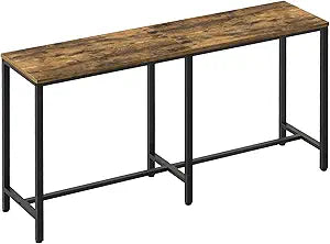 YATINEY 63" Long Bar Table, Counter Bar Height Table, High Top Table, Rectangular Bar Pub, for Kitchen, Living Room, Dining Room, Entryway, Rustic Brown and Black BT06BR