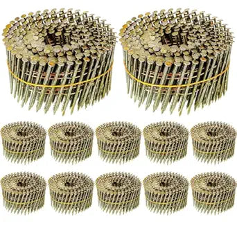 Hotop 3600 Count Siding Nails, 15-Degree Wire Collated Coil Siding Nails, Full Round Head Mild Steel Nail for Sheathing Decking Fencing Attachment Replacement Parts(2 1/4 Inch)