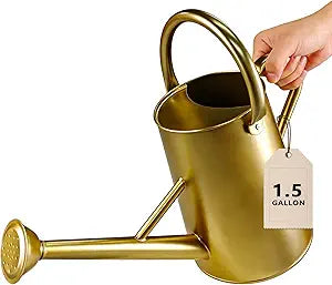 Watering Can for Outdoor&Indoor Plants1.5 Gallon5.7L Metal Watering Can with with Removable SpoutLarge Galvanized Steel Garden Flower Water Can Watering Pot with 2 HandlesGold