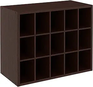 ClosetMaid 15 Cube Stackable Storage Organizer for Shoes, Bags, Crafts, Hobbies with Wood Shelves, for Closet, Entryway or Mudroom, Espresso