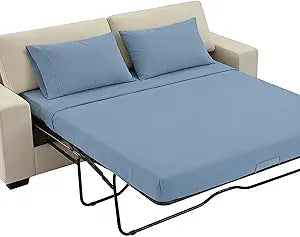 Kingnex Sleeper Sofa Bed Sheets Queen for 60x74 Pull Out Sofa Bed with 4-6 Deep Pocket Soft Double Brushed 1800 Microfiber 4 Piece Bedding Set Blue