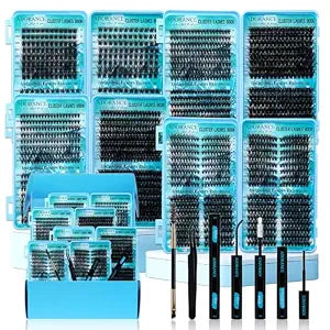 Adorance Lash Clusters Kit with Spikes+Cat Eye Cluster Lashes Mixed Length and Volume D Curly 2208pcs Individual Eyelash Extension with Bond&Seal Tweezers and Remover Small Brush pesta��as post