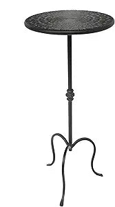 Metal Round Side Table, Modern Accent Small Drink Table, Coffee Martini Table for Small Spaces,Living Room,Bedroom,Corners (Black)