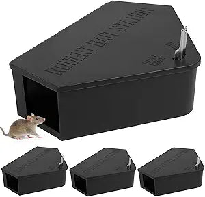 Anblak 4 Pack Rat Station Box with Keys, Rodent Station Keeps Rats Away, Keeps Children and Pets Safe, Key Unlocking, Reusable & Long-Lasting, Indoor & Outdoor