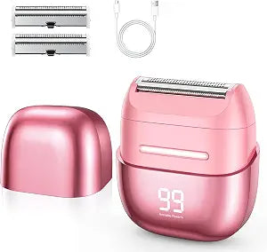 UpperX Electric Razors for Women, Waterproof Women Shaver for Body Trimmer with LED Display, USB-C Rechargeable Pubic Hair Bikini Trimmer for Women Private Area, Face Underarms Legs, 2 Extra Heads
