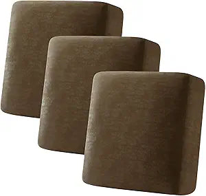 Faux Leather Look Couch Cushion Cover Skin-friendly Sofa Cushion Covers Individual Stretch Soft Thick Couch Seat Covers Luxurious Furniture Protector for Living Room (3 Cushion XL Sofa, Olive Green)