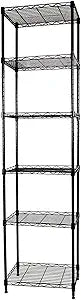 SUNLPH 6-Tier Wire Shelving Adjustable Shelves Unit Metal Storage Rack for Laundry Bathroom Kitchen Pantry Closet Organization (Black, 16.6" L x 11.4" W x 64.6" H)