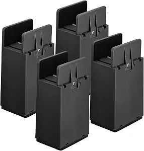 uxcell 4 Inch Bed Risers with Adjustable Screw Clamp, 4Pcs Furniture Risers for Bed, Desk, Sofa, Table, Fit for Furniture Thickness 0.39-1.45", Supports 5000 Pounds, Black