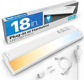 Ensenior Plug in or Hardwired Under Cabinet Lighting, 18 Inch 10W